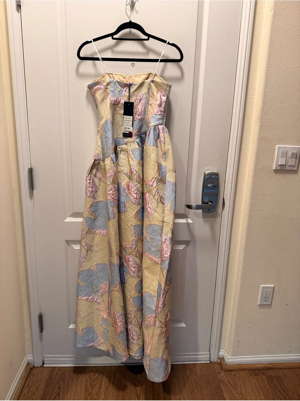 Elliatt Strapless Jacquard Gown in Blush, Lavender and Pale Blue - Picture 8 of 9